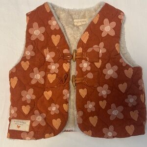 Kids Floral Vest - Brown and Cream